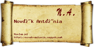 Novák Antónia névjegykártya